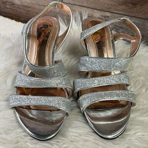 Mootsie Tootsies Ladies Strappy Silver Glittery Clear Heels, Size 6, Mo Jericho